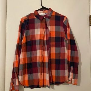 Navy blue and orange button up